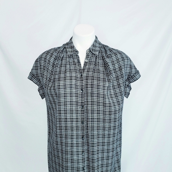Madewell Plaid Central Shirt Dress Thompson Black & White - Picture 3 of 11